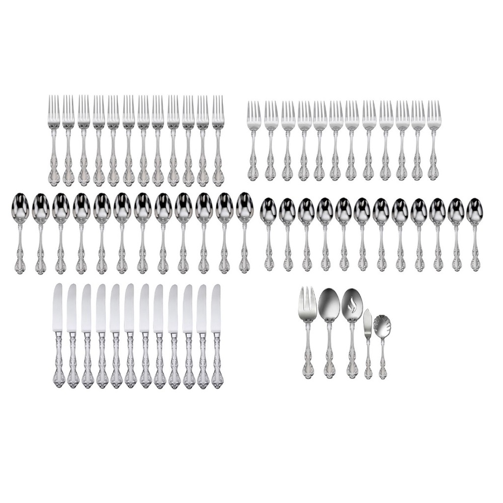 (BB)Oneida Mandolina 65-Piece Silver Flatware Set
